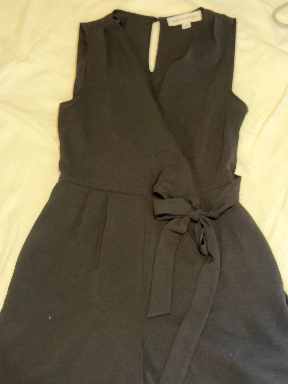 Emma & Michele Black Sleeveless Wrap Midi Dress